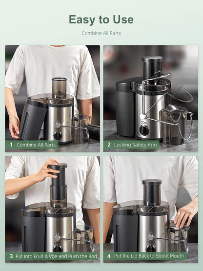 QCen Zentrifugal Entsafter 500W, 76mm Einfüllöffnung, Edelstahl Dual-Speed