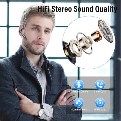 Qecnato G2 Bluetooth Headset Wireless Freisprech Telefon, 5.3 mit 60H Spielzeit