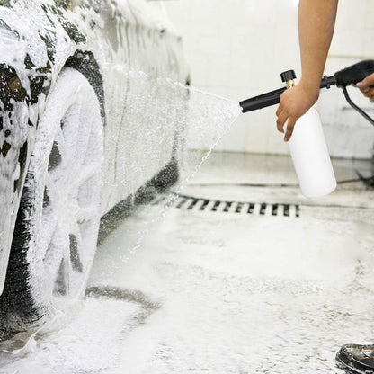 Qooltek Einstellbare Schaumkanone 1 Liter Flasche Schneeschaumlanze Seifenspender Schaumdüse für Karcher K Serie K2 K3 K4 K5 K6 K7 Hochdruckreiniger aus Messing