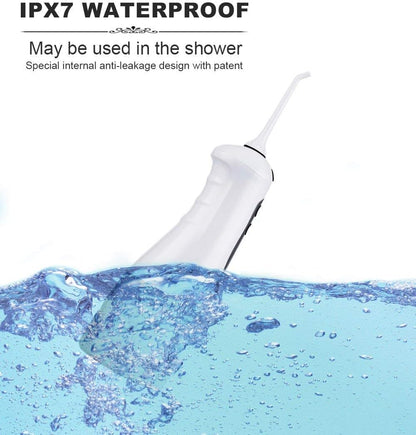QQcute Akku-Wasserflosser, professionnel wiederaufladbare tragbare Munddusche, 3 Druckeinstellungen avec 2 austauschbare Spitzen, zur Verwendung zu Hause and auf Reisen
