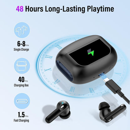 QXUFV Bluetooth Kopfhörer mit Touchscreen 5.4 mit ANC/ENC 48Std