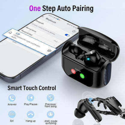 QXUFV Bluetooth Kopfhörer mit Touchscreen 5.4 mit ANC/ENC 48Std