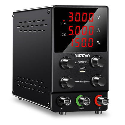 RUZIZAO Labornetzteil, 30 V, 5 A, DC, verstellbar, LED-Anzeige, 4 Ziffern mit USB-Port