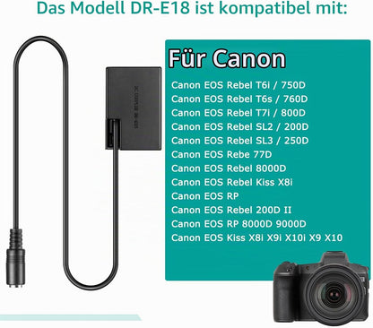 Raeisusp ACK-E18 AC-Netzteil DR-E18 DC-Koppler LP-E17 Dummy-Akku für Canon