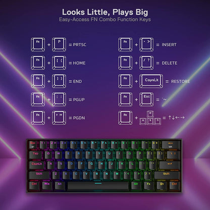 Redragon K530 Pro Draconic 60% Kabellose Mechanische RGB 61 Tasten 2.4 GHz
