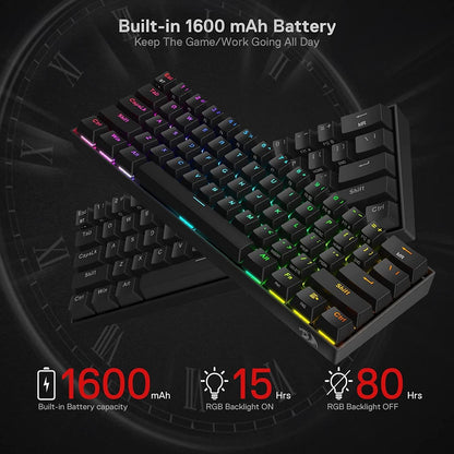 Redragon K530 Pro Draconic 60% Kabellose Mechanische RGB 61 Tasten 2.4 GHz