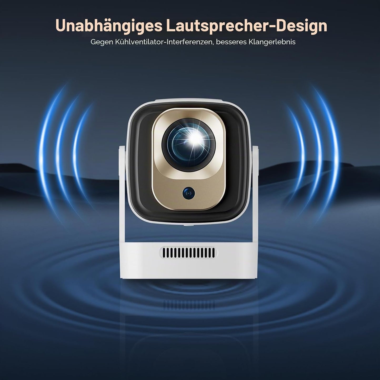 Reiie Smart Mini Beamer Projektor 1080P 4k mit 180° Weiß
