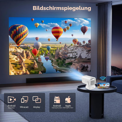 Reiie Smart Mini Beamer Projektor 1080P 4k mit 180° Weiß