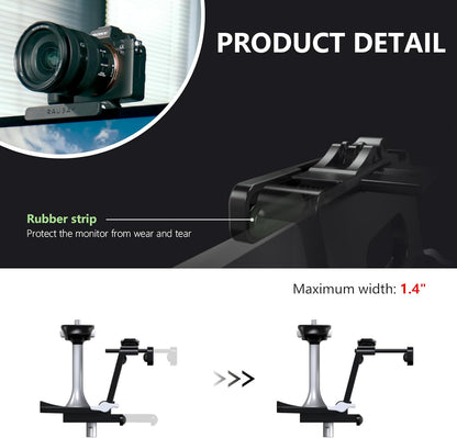 RAUBAY CM02 Monitor-Kamera-Halterungsständer,hängende Webcam-Klemme mit 1/4-Zoll-Schraube