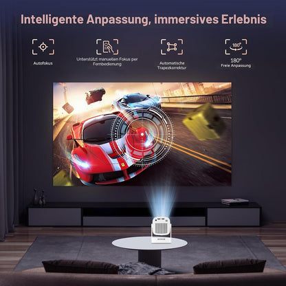 Reiie Smart Mini Beamer Projektor 1080P 4k mit 180° Weiß