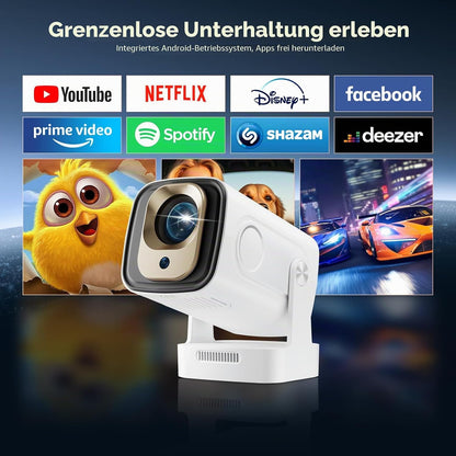 Reiie Smart Mini Beamer Projektor 1080P 4k mit 180° Weiß