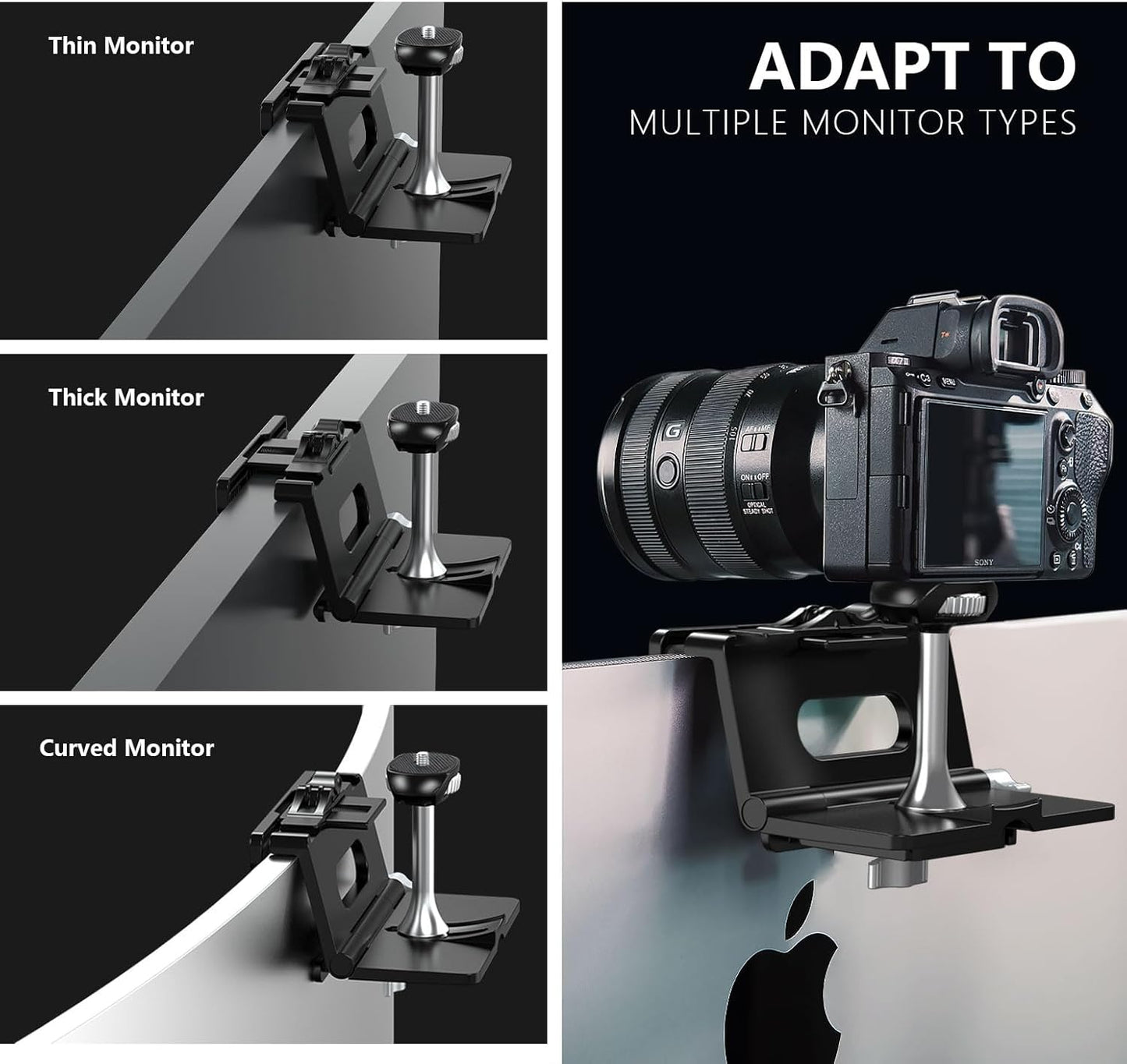RAUBAY CM02 Monitor-Kamera-Halterungsständer,hängende Webcam-Klemme mit 1/4-Zoll-Schraube