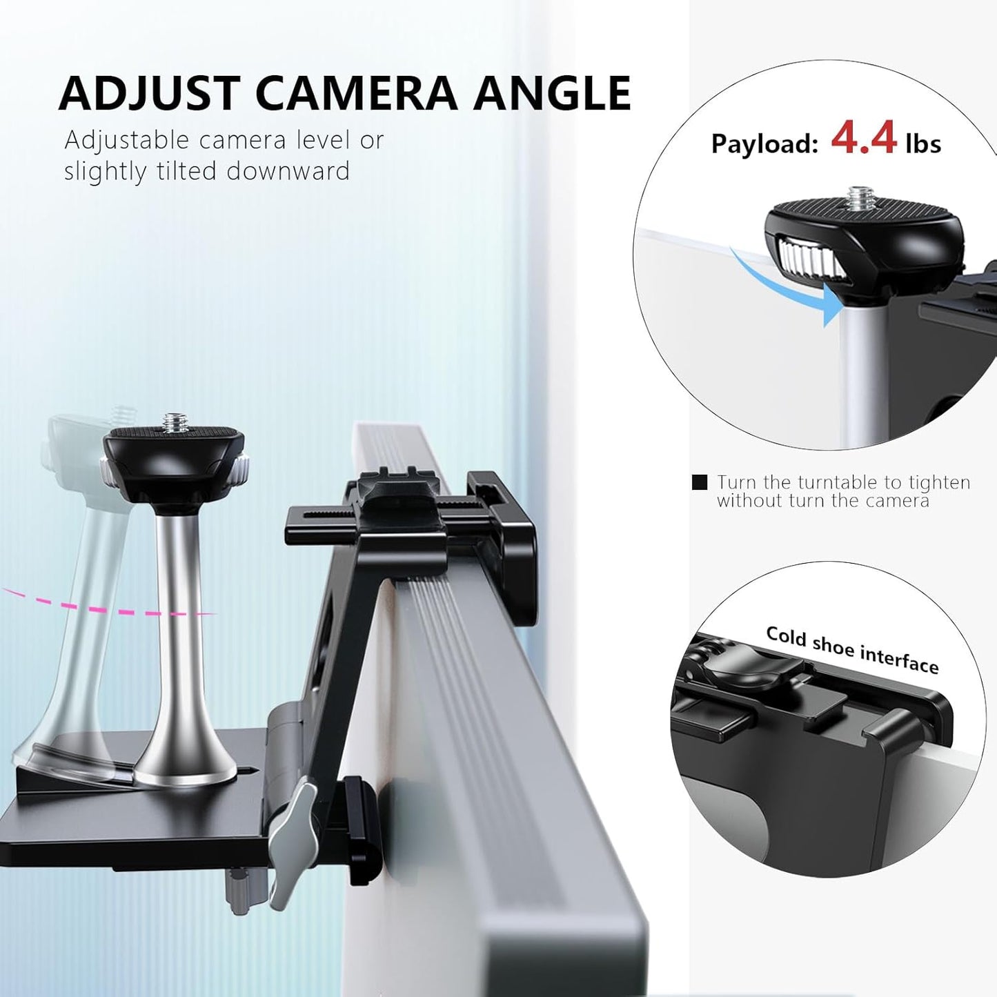 RAUBAY CM02 Monitor-Kamera-Halterungsständer,hängende Webcam-Klemme mit 1/4-Zoll-Schraube