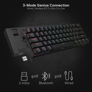 Redragon K530 Pro Draconic 60% Kabellose Mechanische RGB 61 Tasten 2.4 GHz