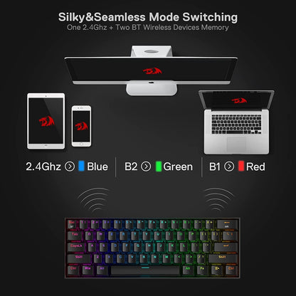 Redragon K530 Pro Draconic 60% Kabellose Mechanische RGB 61 Tasten 2.4 GHz