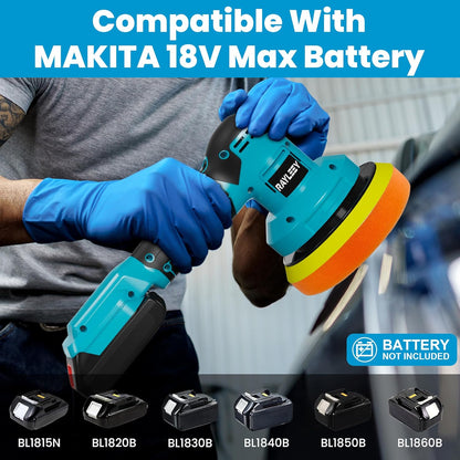 Rayleey Akku-Puffer-Polierer-Kit, 15,2 cm (6 Zoll) Orbitalpuffer für Makita 18 V Akku