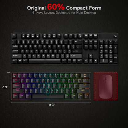Redragon K530 Pro Draconic 60% Kabellose Mechanische RGB 61 Tasten 2.4 GHz
