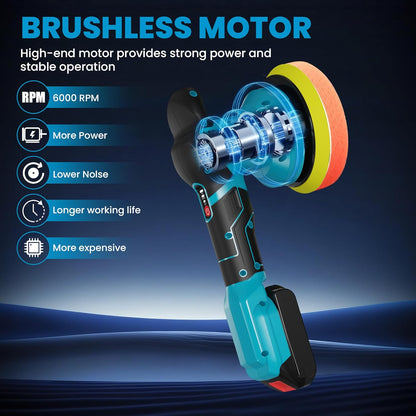 Rayleey Akku-Puffer-Polierer-Kit, 15,2 cm (6 Zoll) Orbitalpuffer für Makita 18 V Akku