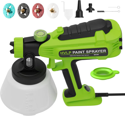 Farbsprühsysteme 700W HVLP, Lackierpistole mit 4 Düsen & 3 Sprühmuster,1200ml