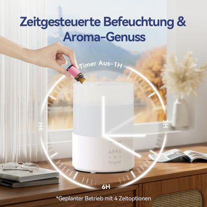 Raydrop Luftbefeuchter Schlafzimmer 3L, Ultraschall Cool Mist,LED-Licht, Timer
