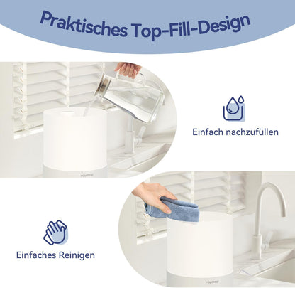 Raydrop Luftbefeuchter Schlafzimmer 3L, Ultraschall Cool Mist,LED-Licht, Timer