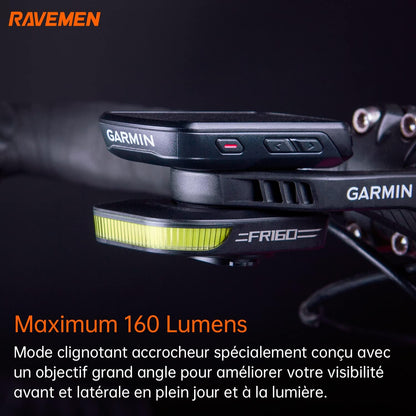 RAVEMEN FR160 Frontleuchte + Garmin-Adapter Typ C IPX6 wasserdicht