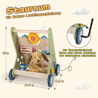 Rainbow Lauflernwagen aus Holz mit Spiel, Lauflernhilfe für Baby ab 1