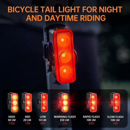 RAVEMEN TR350 Fahrradrücklicht,mit Bremssensor 350 Lumen   6 Modi,
