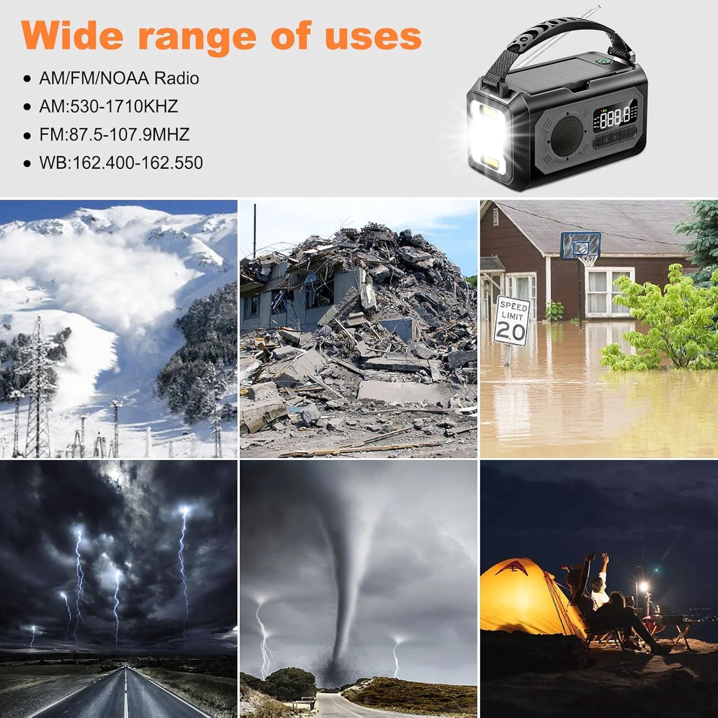 Notfallradio 44400 mWh/12000 mAh