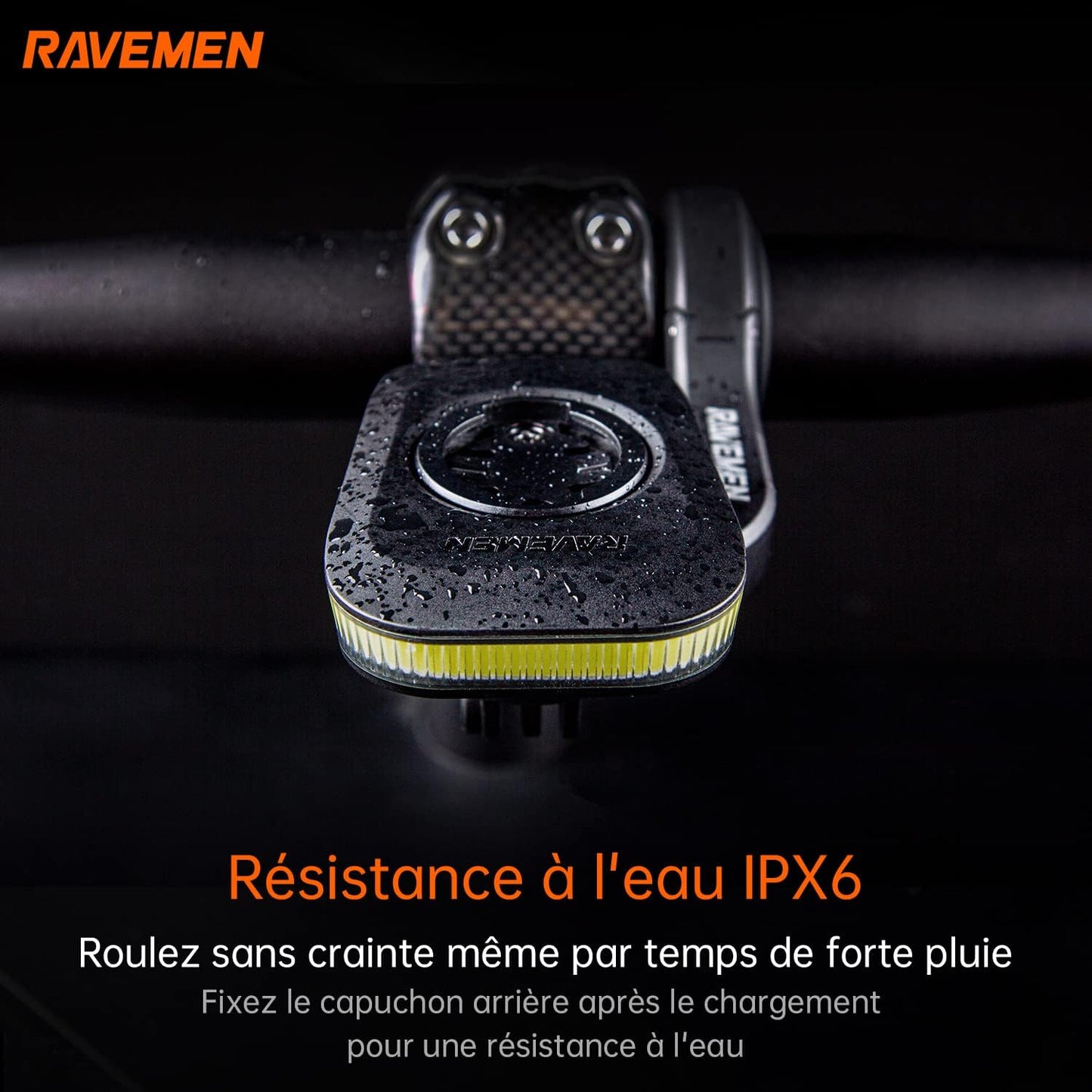 RAVEMEN FR160 Frontleuchte + Garmin-Adapter Typ C IPX6 wasserdicht