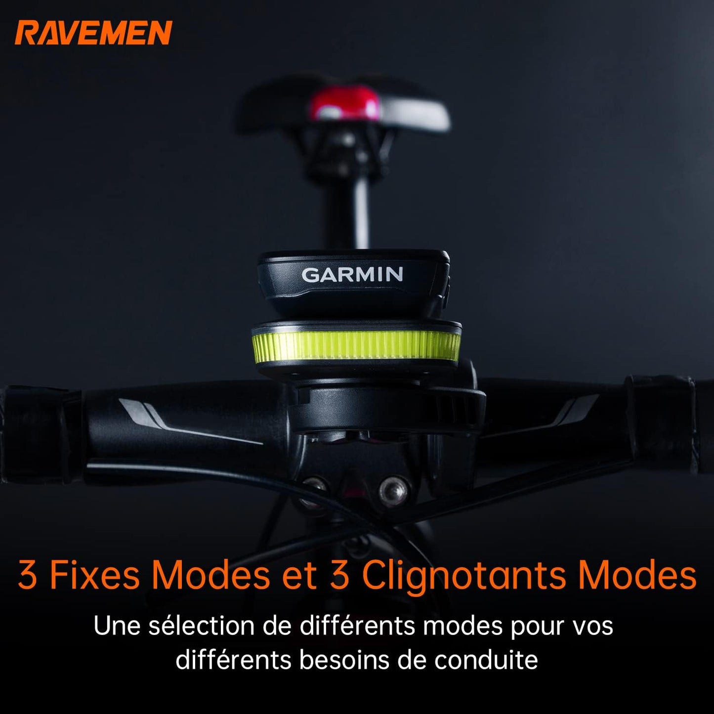 RAVEMEN FR160 Frontleuchte + Garmin-Adapter Typ C IPX6 wasserdicht