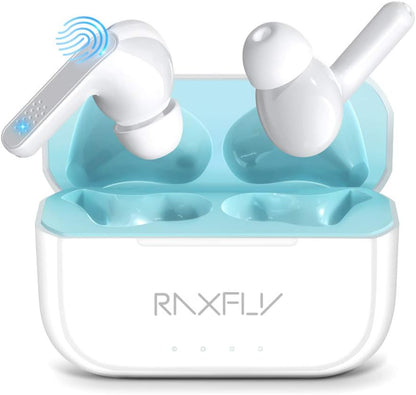 Écouteurs intra-auriculaires Bluetooth V5.0 RAXFLY, véritables écouteurs sans fil Hi-Fi stéréo