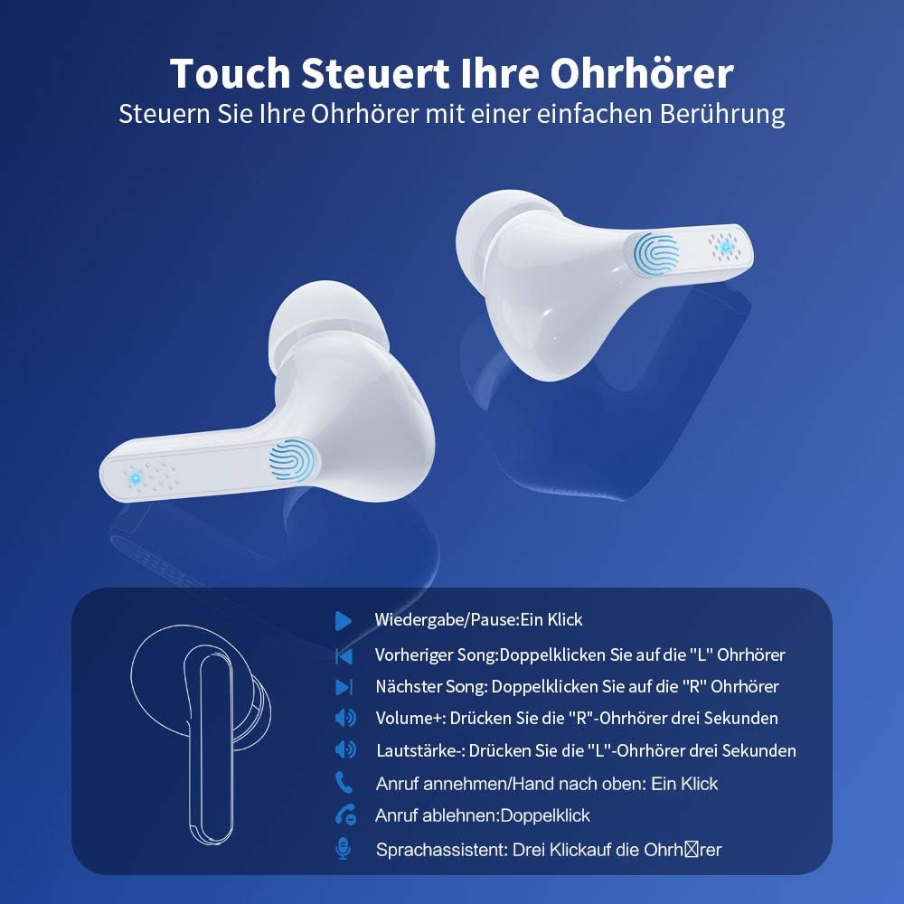 Écouteurs intra-auriculaires Bluetooth V5.0 RAXFLY, véritables écouteurs sans fil Hi-Fi stéréo
