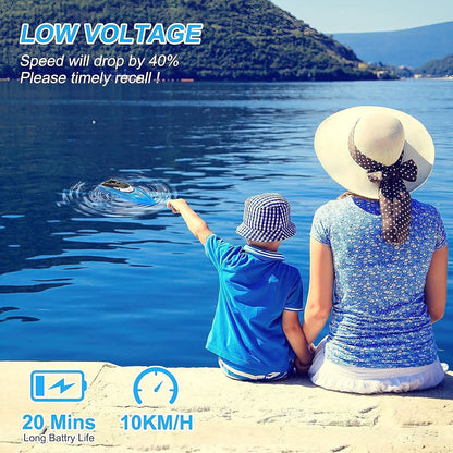 2er-Pack RC-Boote, ferngesteuerte Boote für Pools und Seen für Kinder und Erwachsene, 2,4-GHz mit 4 wiederaufladbaren Batterien, Blau/Gelb