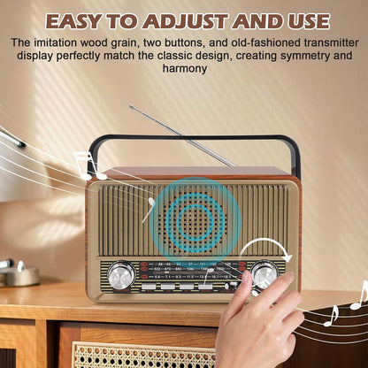 Retro Radio mit Bluetooth, Nostalgie Kofferradio Klein mit AM/FM/SW3, USB/TF/AUX