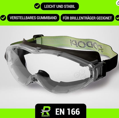 10 X RODOPI Schutzbrille ThunderClear-X25 Anti Fog Vollsichtschutzbrille (10 brillen)