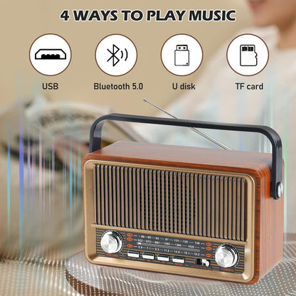 Retro Radio mit Bluetooth, Nostalgie Kofferradio Klein mit AM/FM/SW3, USB/TF/AUX
