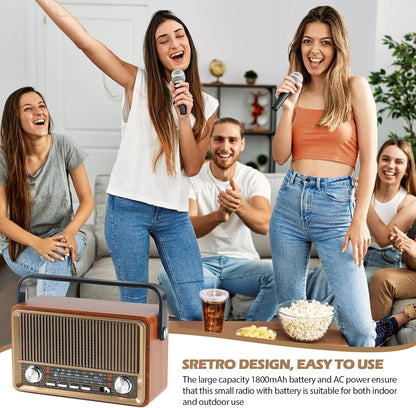Retro Radio mit Bluetooth, Nostalgie Kofferradio Klein mit AM/FM/SW3, USB/TF/AUX