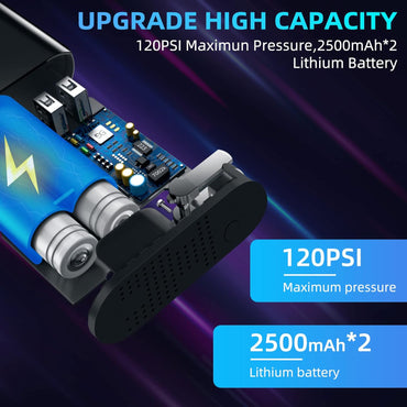 Reesibi Compresseur d'air intelligent, Tragbarer Reifenfüller 120 PSI avec manomètre, lumière LED numérique, affichage intelligent pour Auto/Fahrräder/Motorrad/Bälle