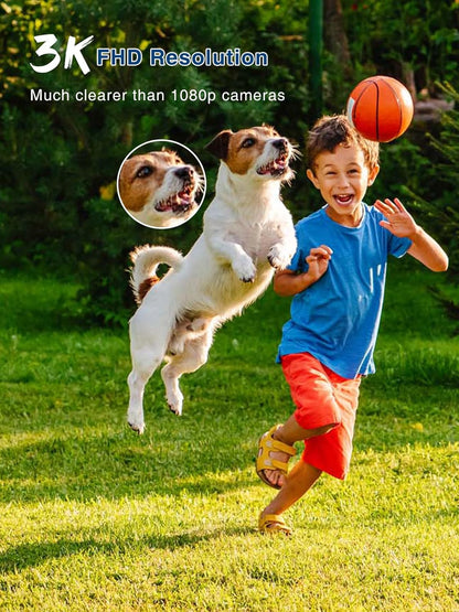 Reobiux Überwachungskamera  2K/6MP Outdoor mit Doppelobjektiv, Schwarz