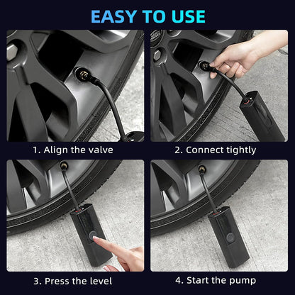 Reesibi Compresseur d'air intelligent, Tragbarer Reifenfüller 120 PSI avec manomètre, lumière LED numérique, affichage intelligent pour Auto/Fahrräder/Motorrad/Bälle