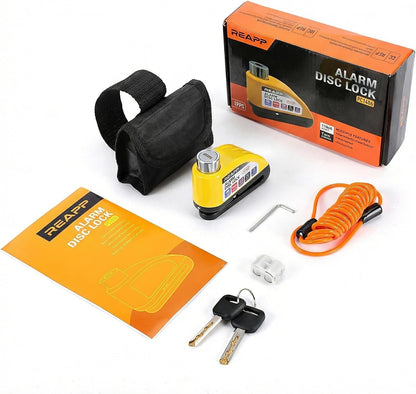REAPP Bremsscheibenschloss mit 110-dB-Alarm, Hochsicheres Motorradschloss Wetterfest