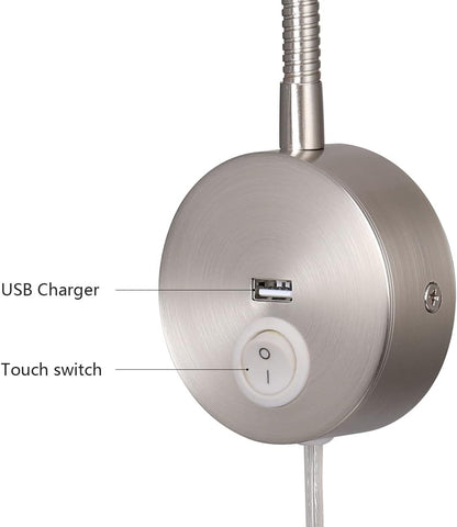 Ritona Wandleselampe Ladegerät USB-Ladeanschluss Touch-Schalter LED 3W  3000K