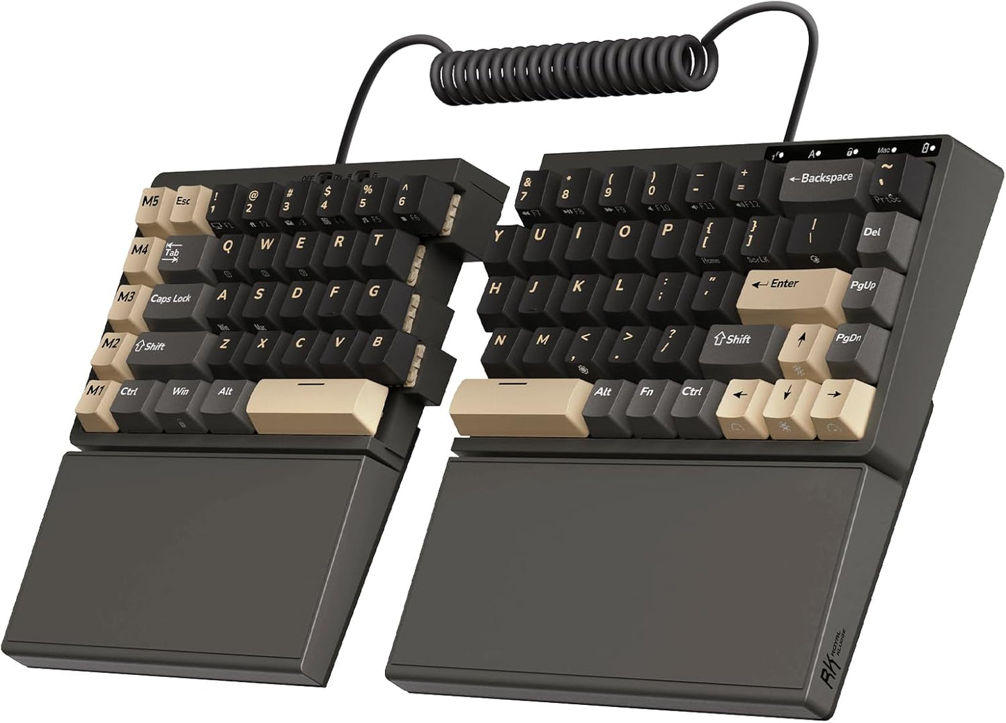 RK ROYAL KLUDGE RK S70 Tri-Mode Split Mechanische Tastatur,Creme-Schalter, Schwarz