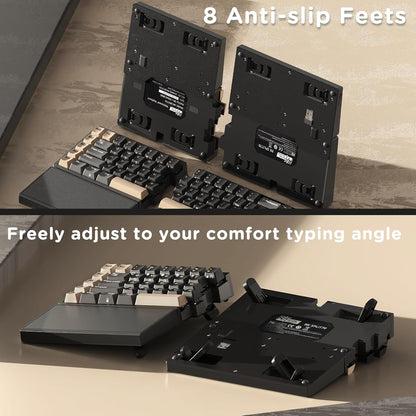 RK ROYAL KLUDGE RK S70 Tri-Mode Split Mechanische Tastatur,Creme-Schalter, Schwarz