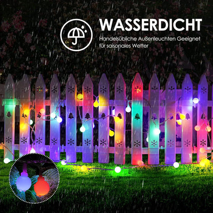 Realky 200LED Lichterkette Strombetrieben,27M Lichterkette Kugel RGB mit Stecker Dimmbar