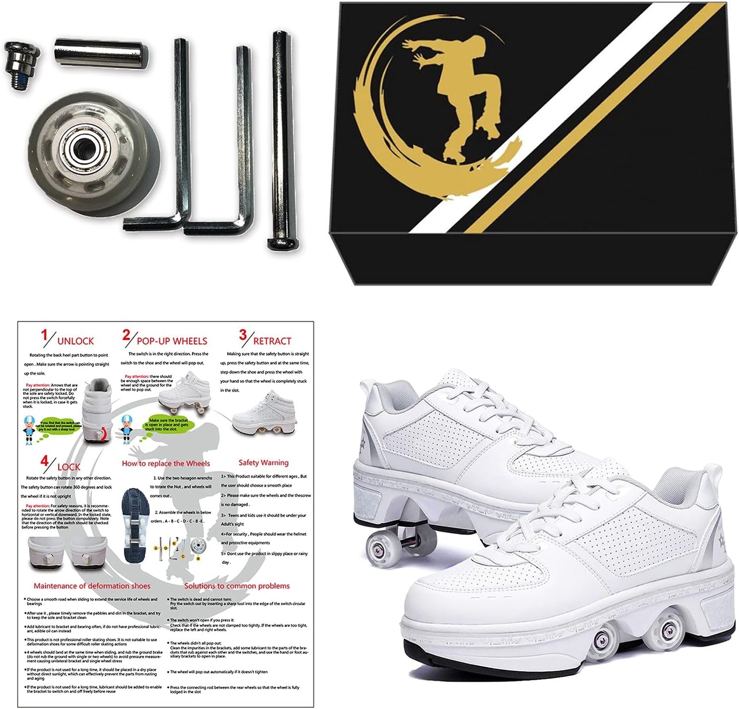 Roller Skate Shoes Rollschuhe Schuhe Mit Rollen Skateboardschuhe Größe: 34