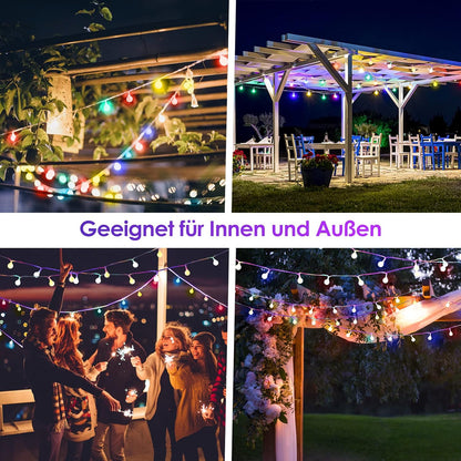 Realky 200LED Lichterkette Strombetrieben,27M Lichterkette Kugel RGB mit Stecker Dimmbar