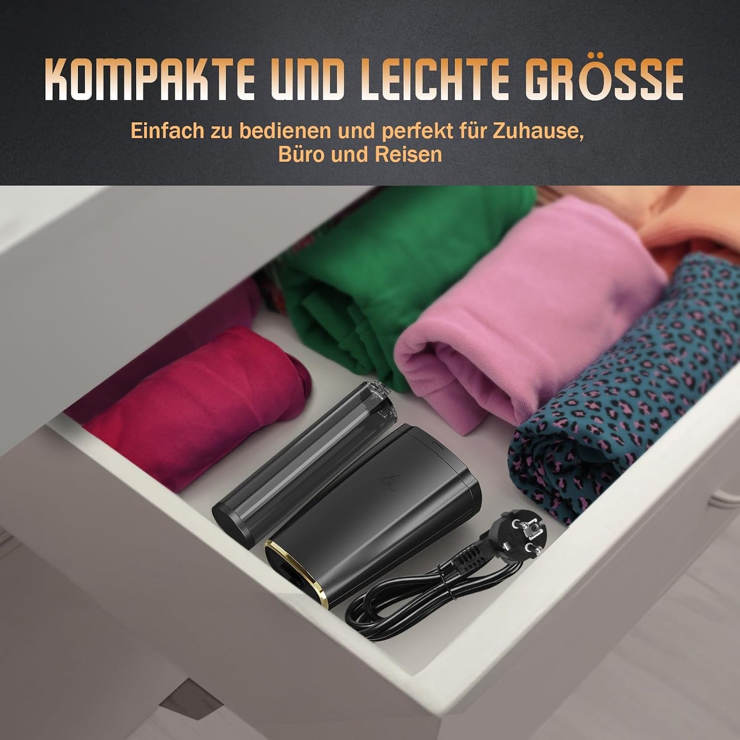 Raelunyi Dampfglätter 1300W, Steamer für Kleidung, Tragbarer Schwarz