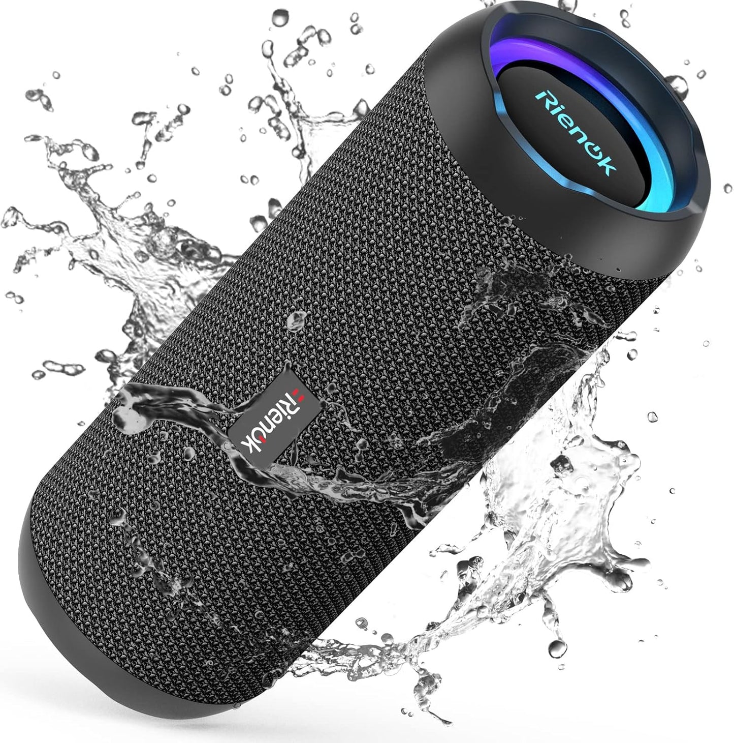 RIENOK Bluetooth Lautsprecher 30W mit Licht Bluetooth 5.3 Musikbox Bass IPX7 wasserdicht
